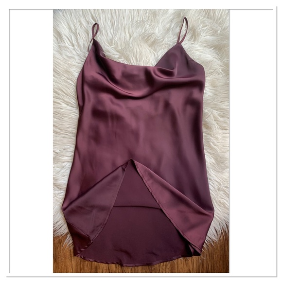 NWT Buddy Love Celine Silk Slip Dress Wine Color Size Medium - Picture 2 of 8